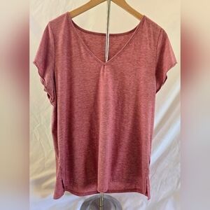 Mauve Heather V-Neck Short Sleeve Top Size X Large